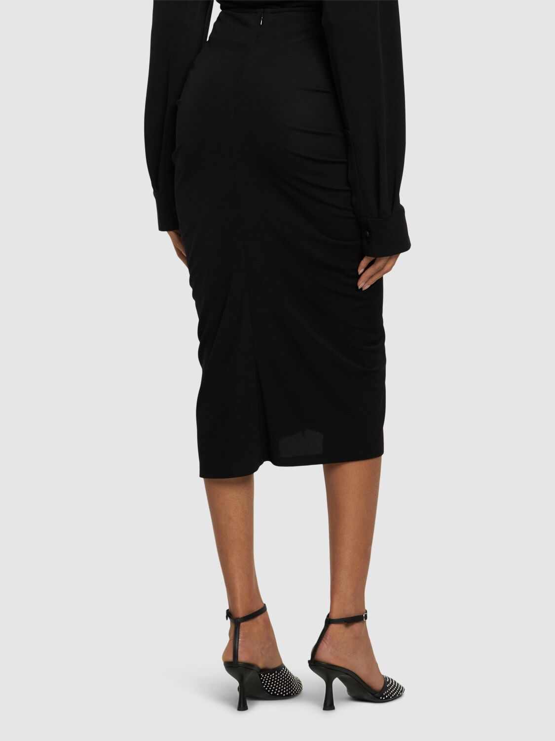 Shop Christopher Esber Vivenda Draped Midi Skirt In Black