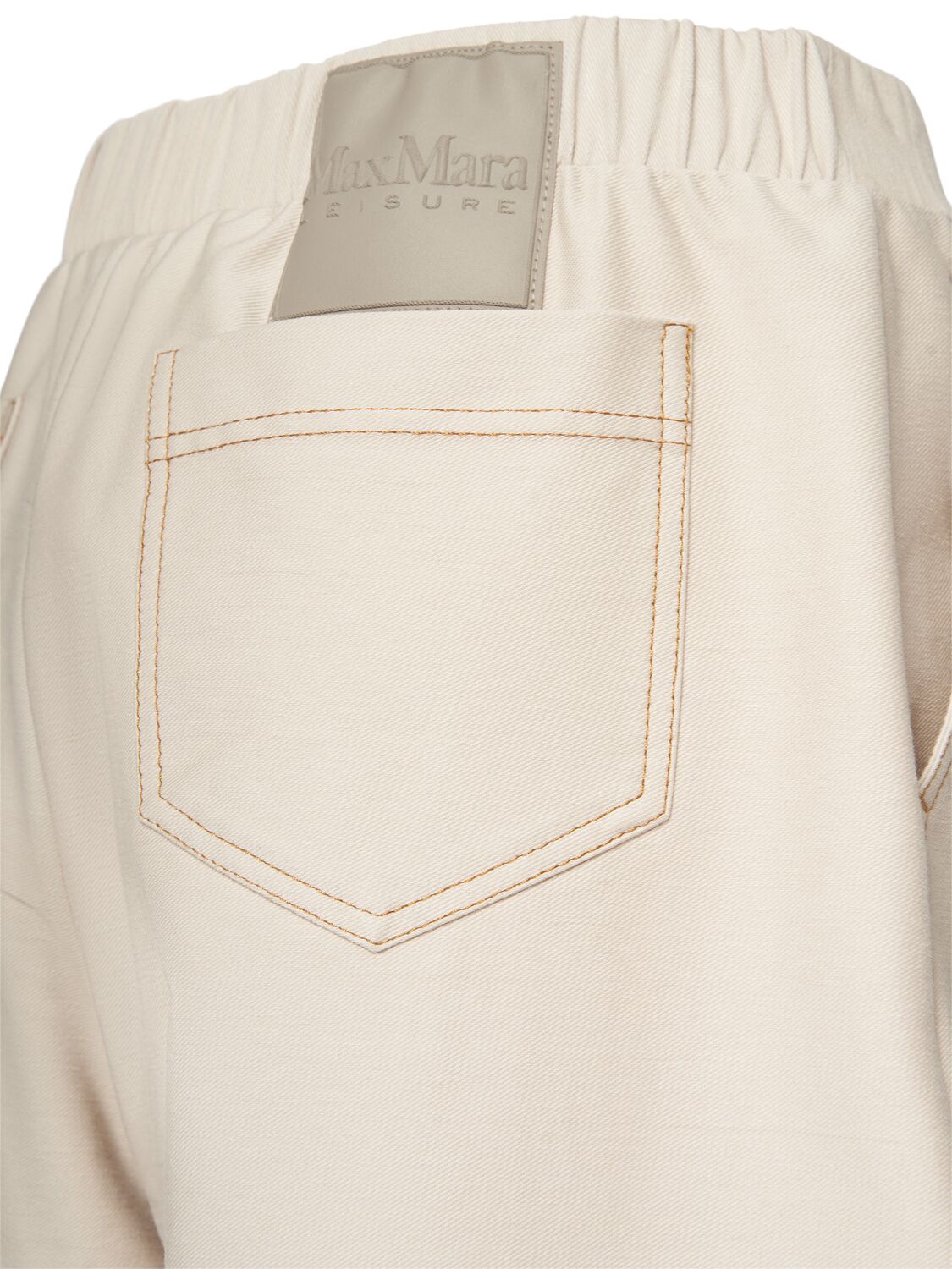 Shop Max Mara Foggia Denim Effect Jersey Wide Pants In Beige