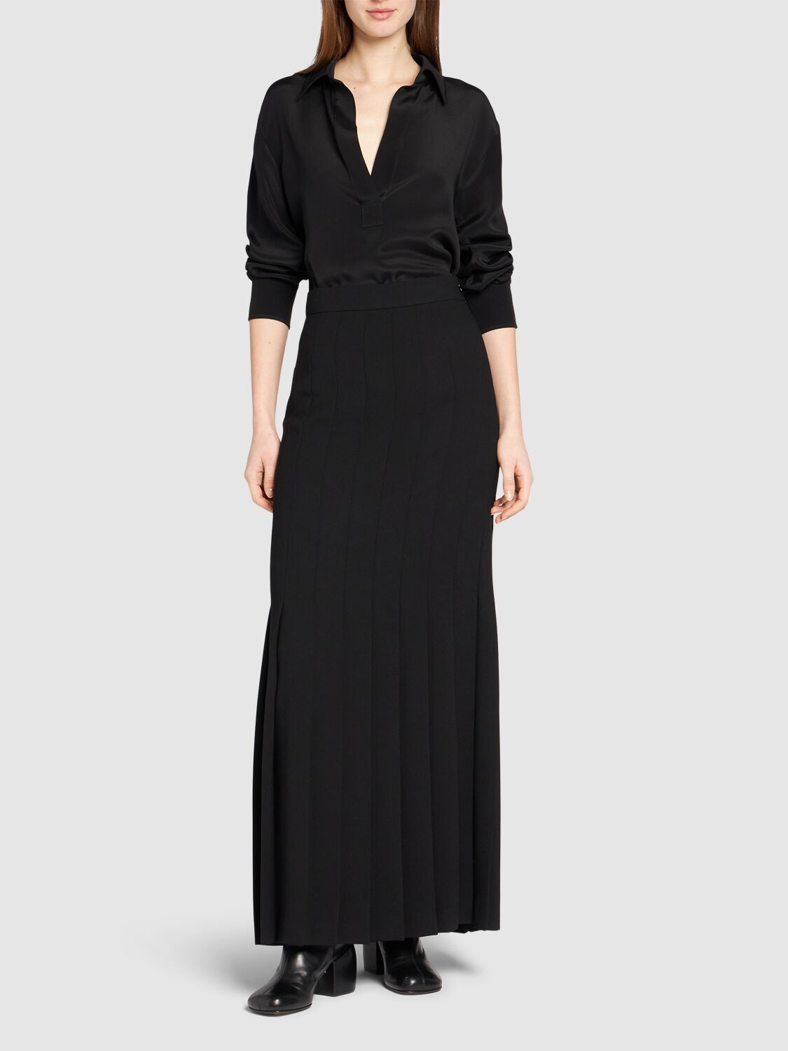 Shop Max Mara Zanzero Silk Crepe De Chine Shirt In Black