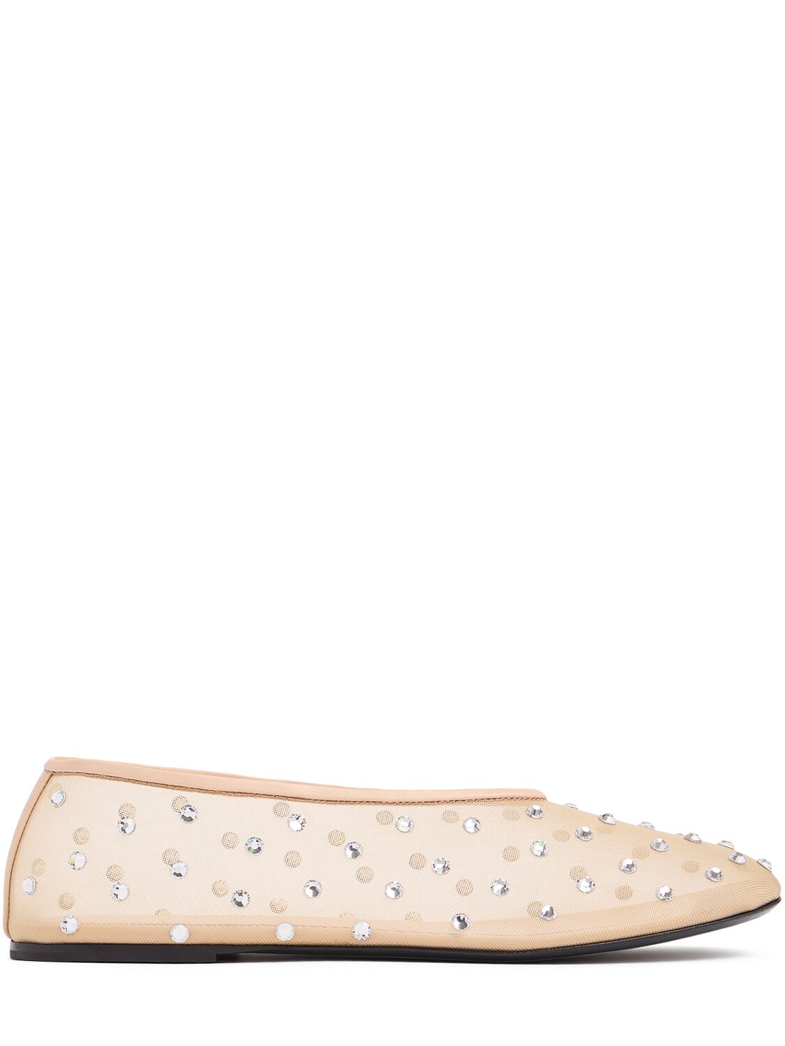 Khaite 5mm Marcy Embellished Mesh Flat Shoes In Beige