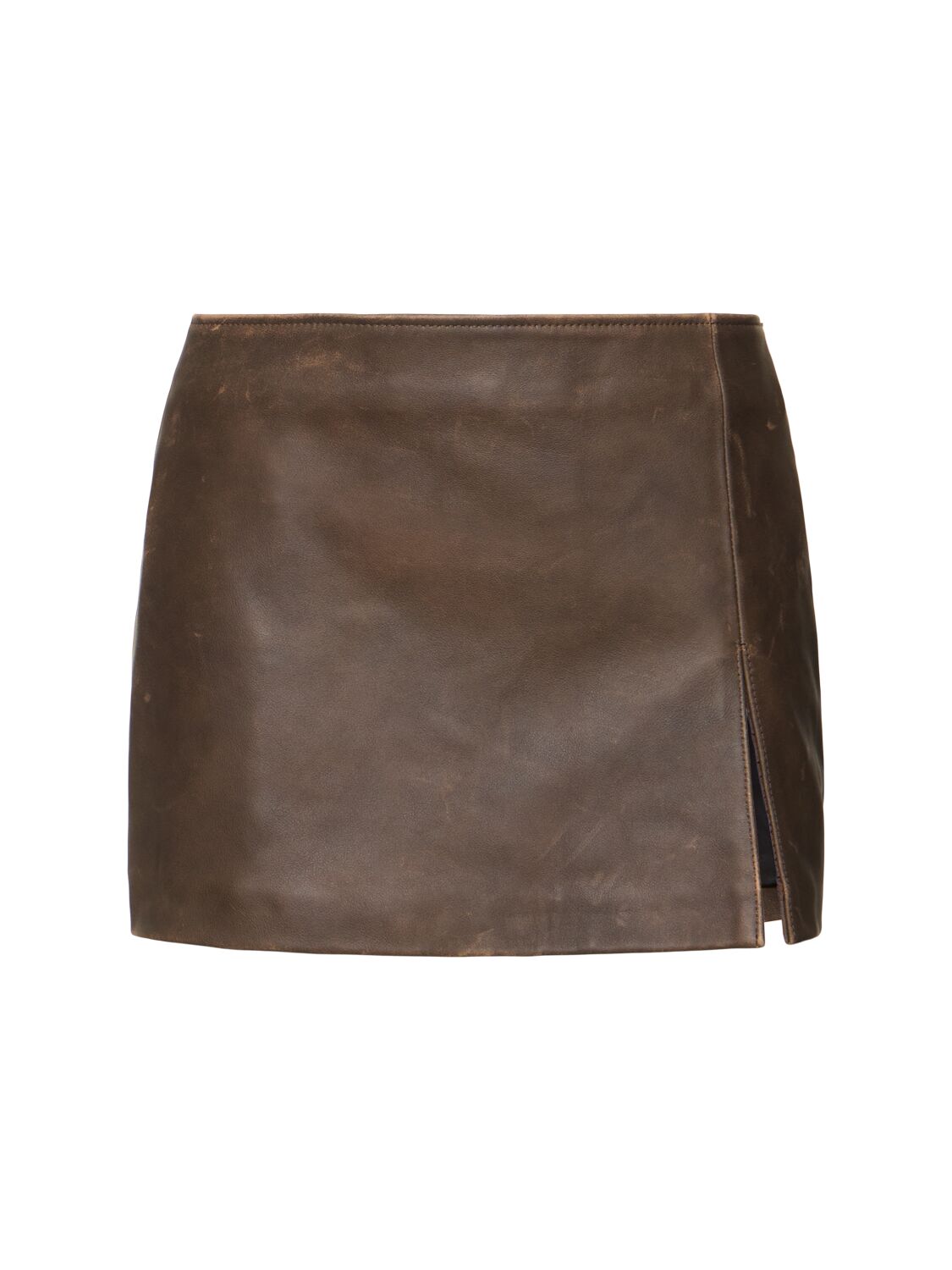 Manokhi Deline Leather Mini Skirt In Brown