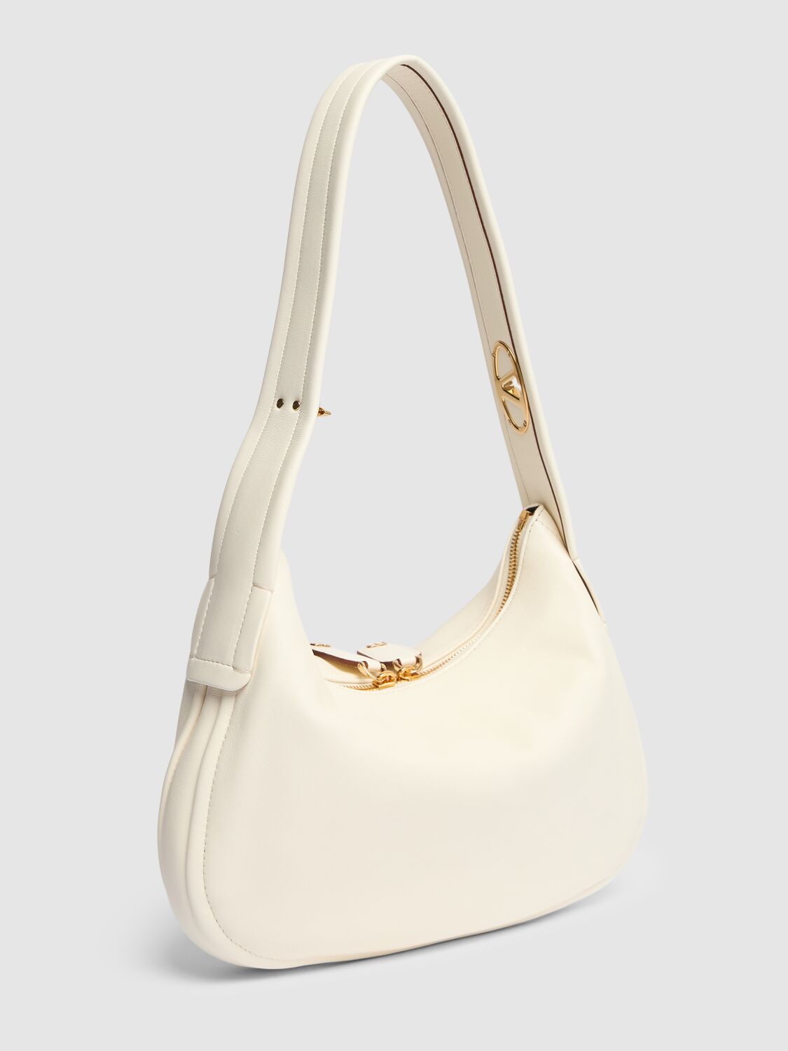 Shop Valentino Small Hobo Leather Bag In White