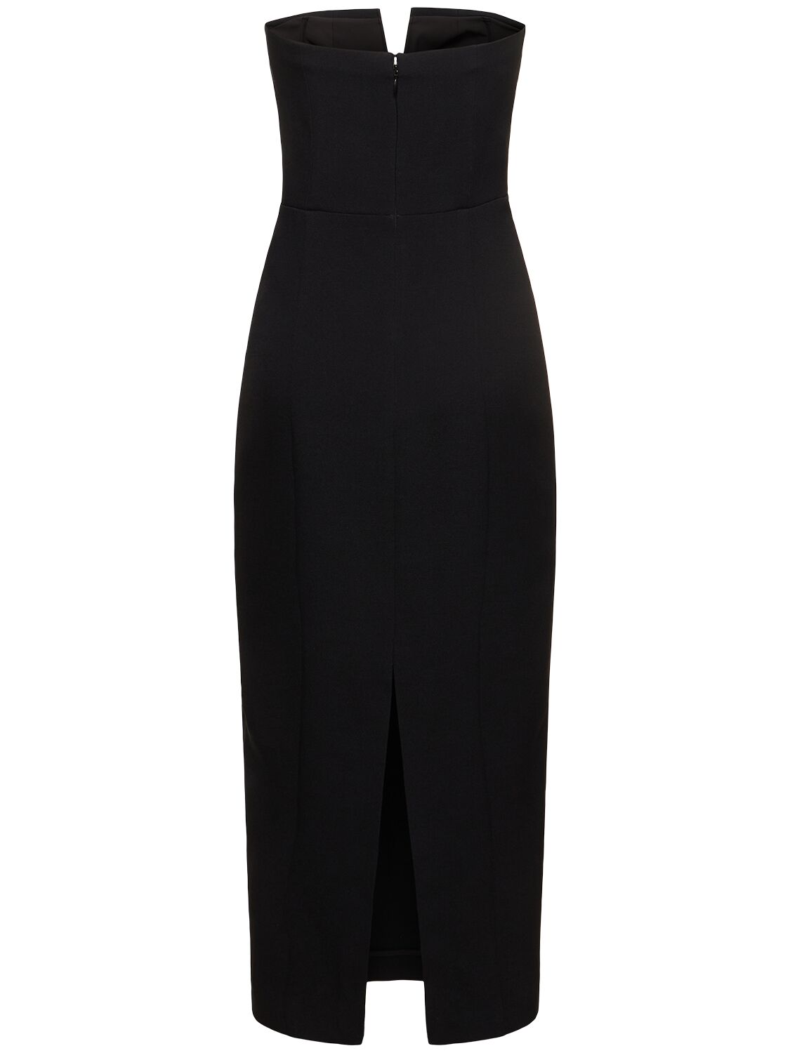 Shop Roland Mouret Strapless Stretch Wool & Silk Midi Dress In Black