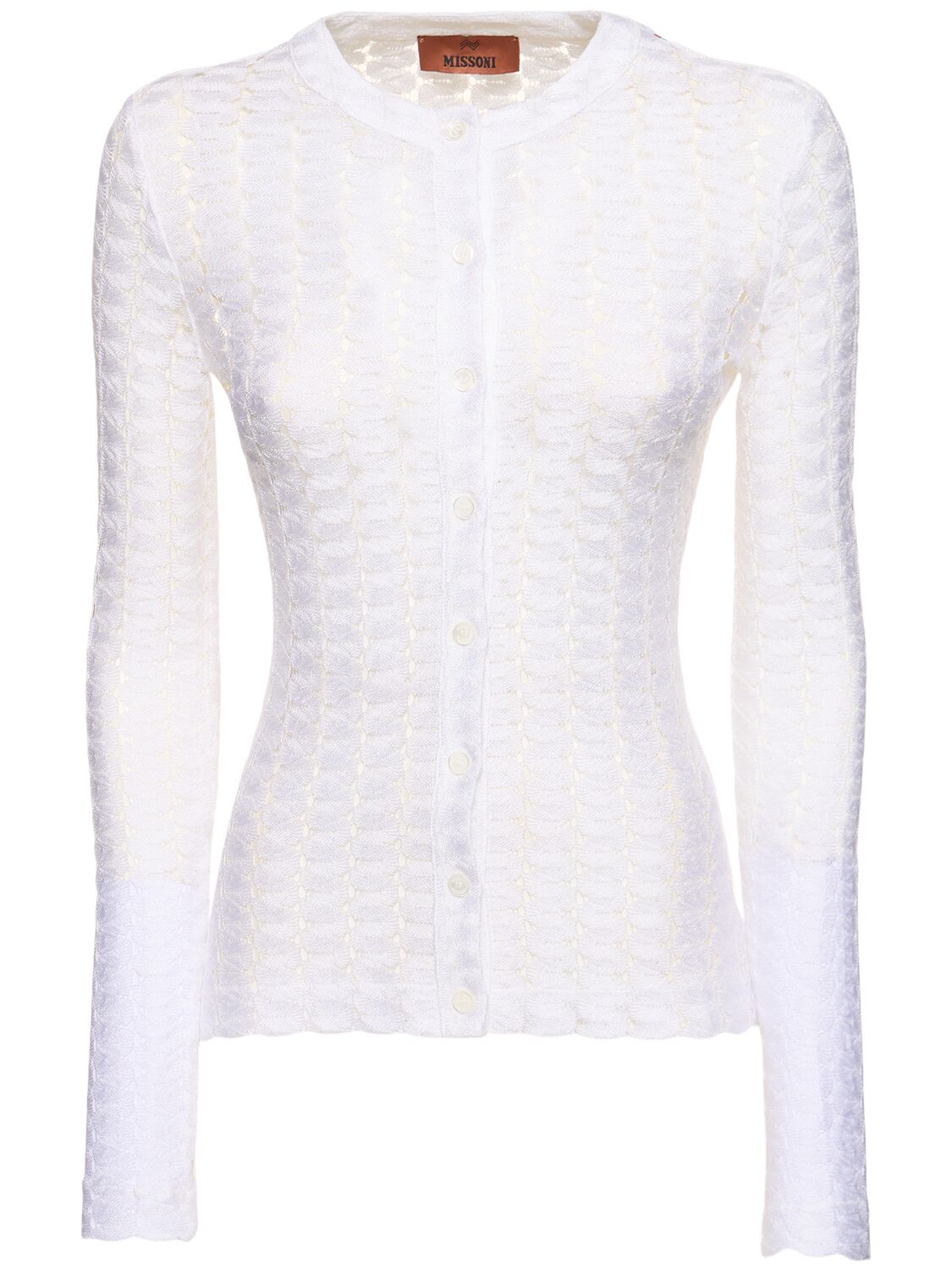 Shop Missoni Solid Lace Buttoned Cardigan In White