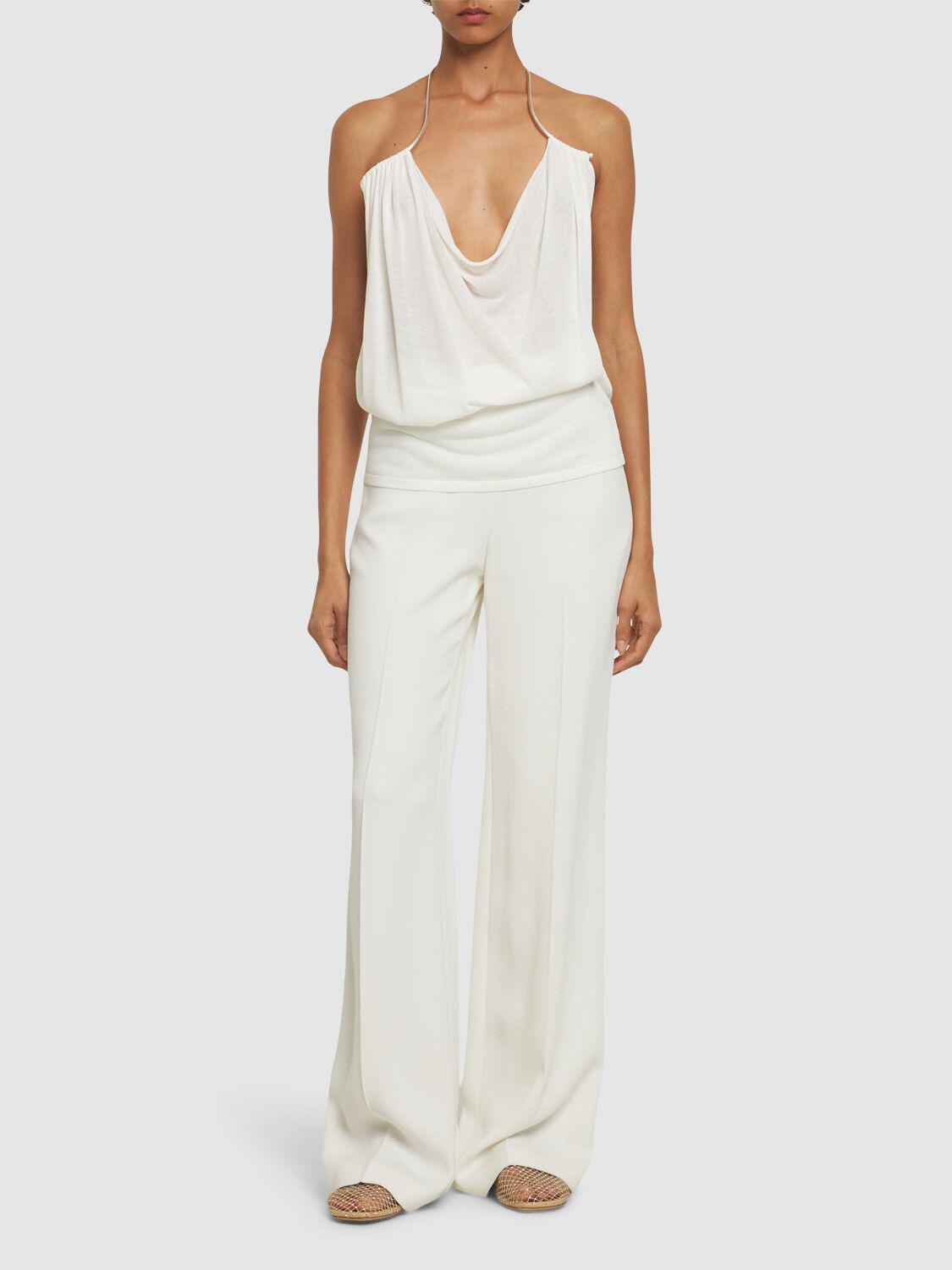 Shop Christopher Esber Petra Knit Halter Neck Tank Top In White