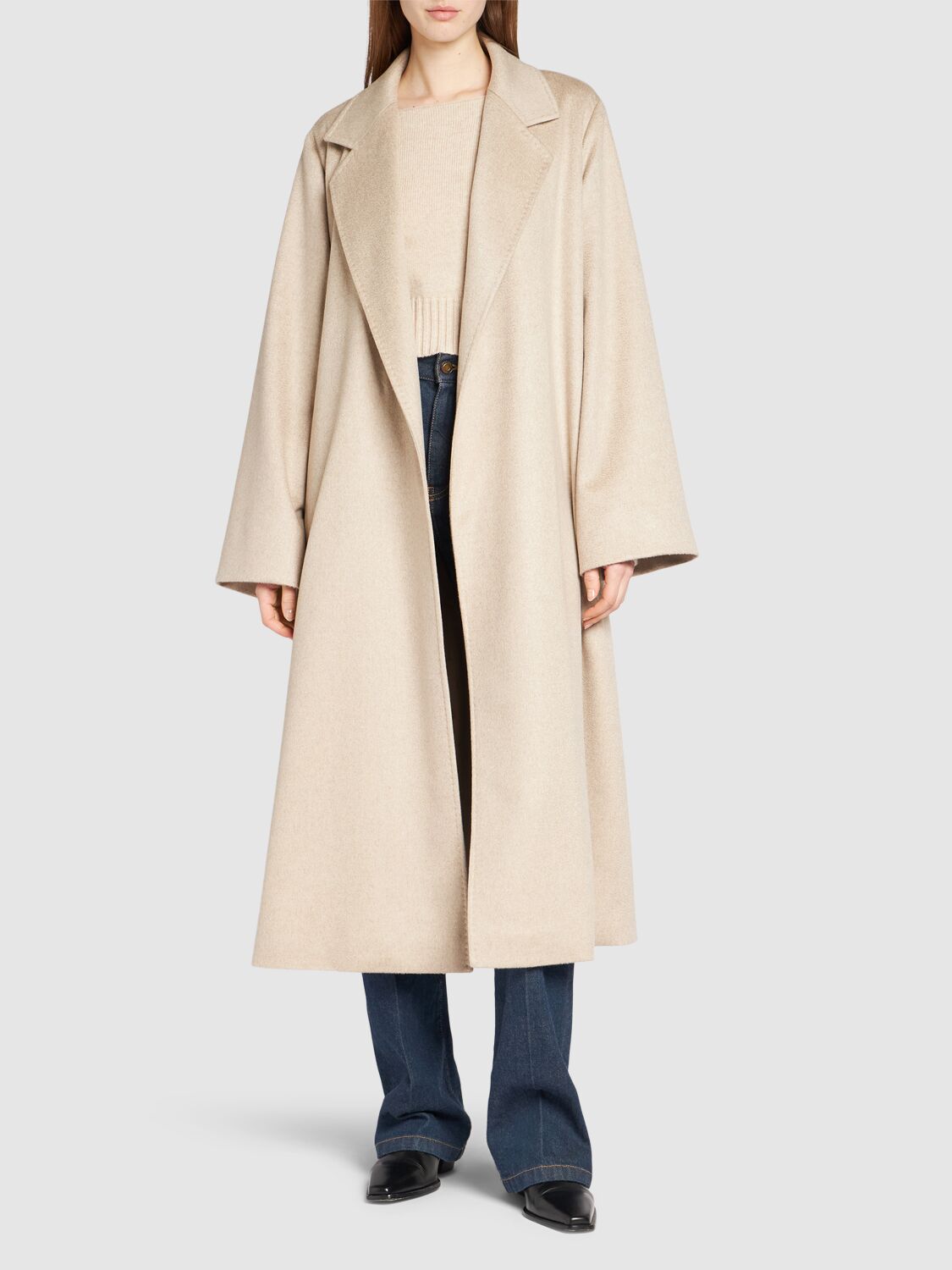 Shop Max Mara Fornovo Belted Cashmere Long Coat In Cacha