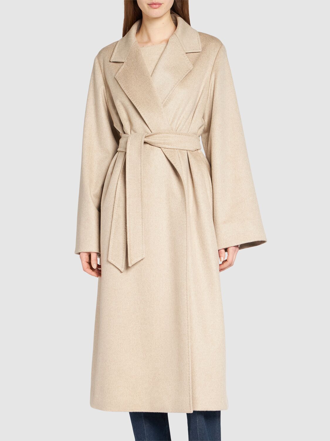 Shop Max Mara Fornovo Belted Cashmere Long Coat In Cacha