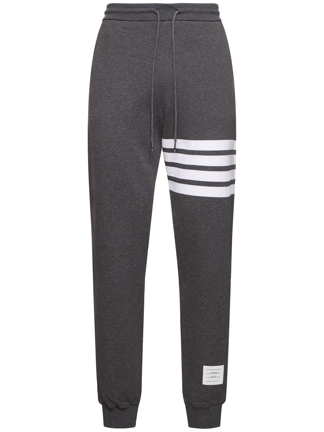 Thom Browne Intarsia Stripes Cotton Sweatpants In Gray