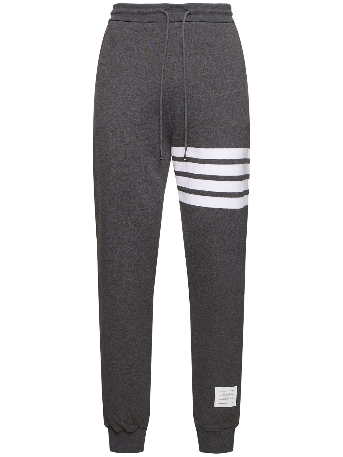 Thom Browne Intarsia Stripes Cotton Sweatpants In Dark Grey