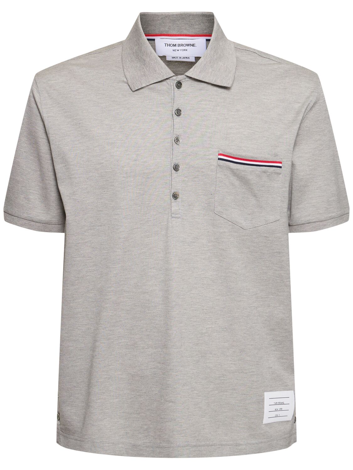 Thom Browne Mercerized Cotton Piquet Polo In Gray