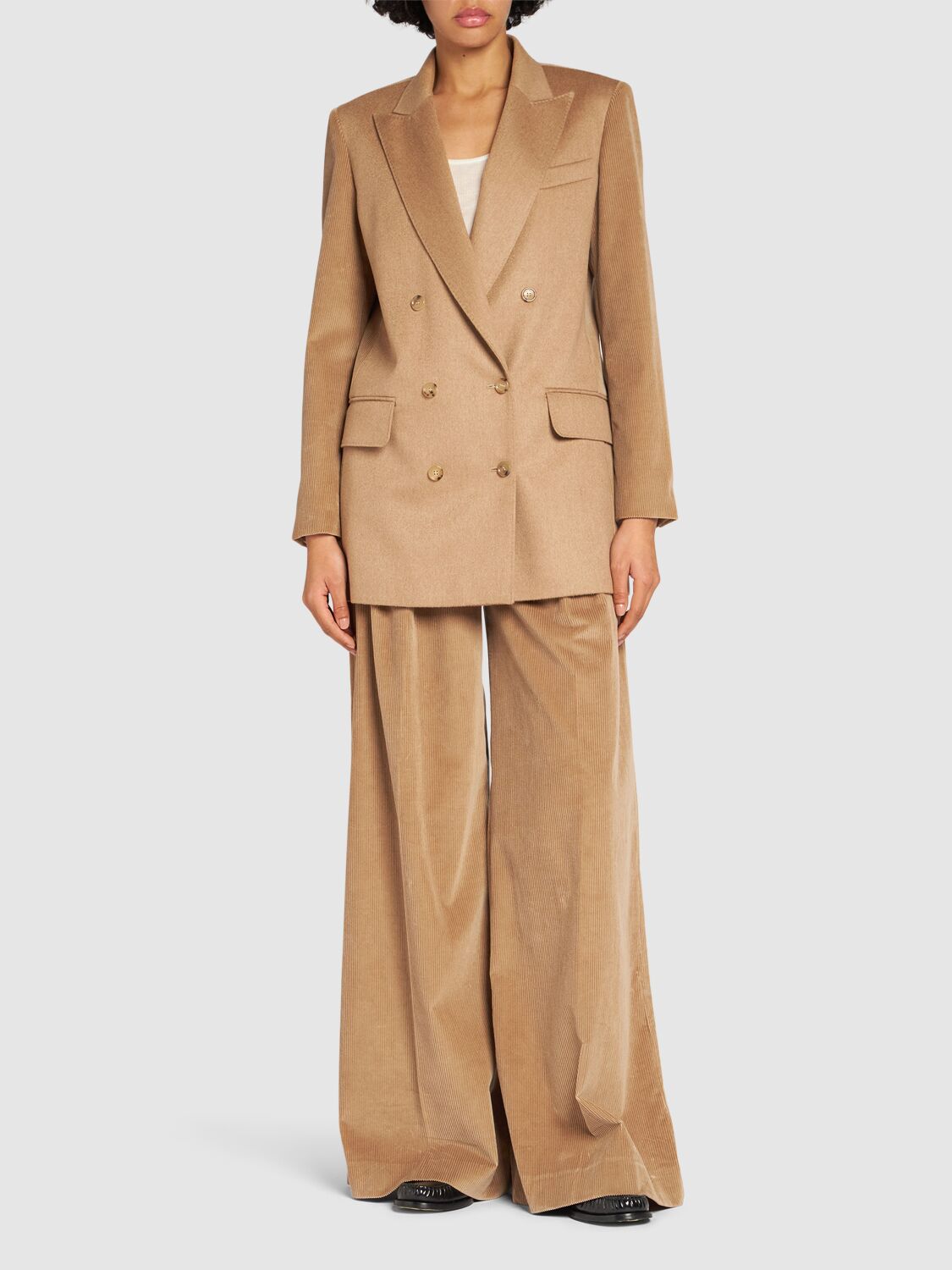 Shop Max Mara Potente Corduroy & Camel Drap Jacket