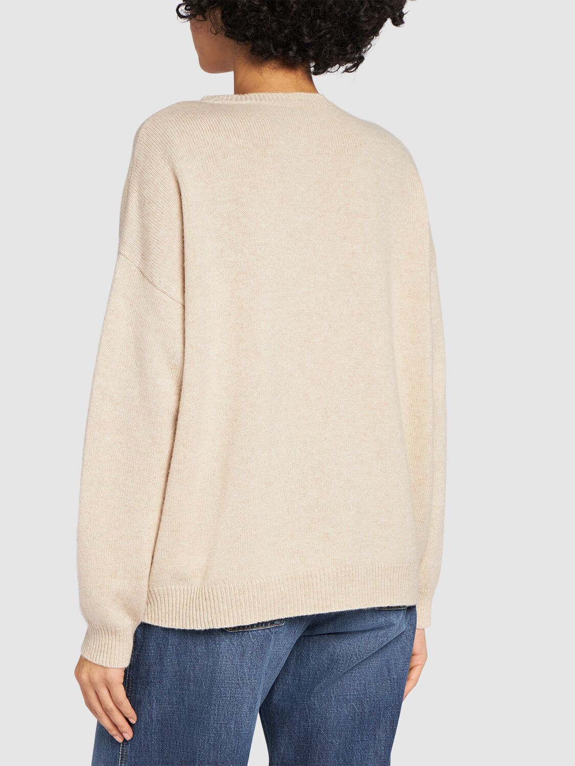 Shop Max Mara Vicolo Wool Knit Logo Sweater In White/multi