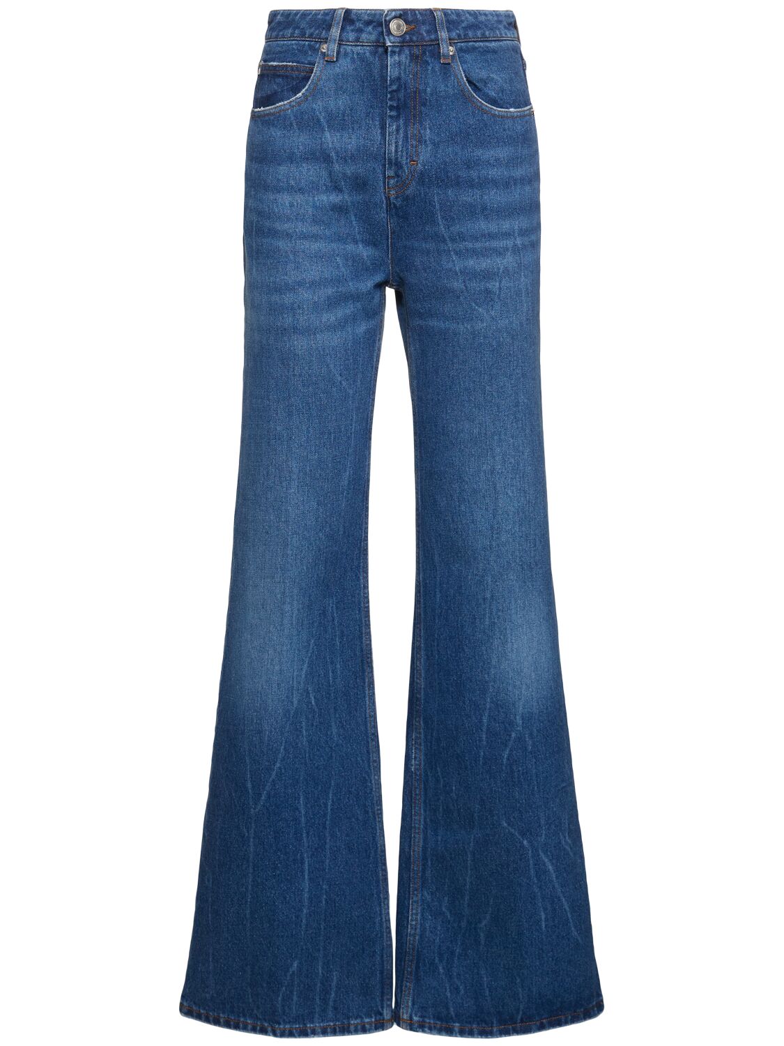 Mid Rise Flared Cotton Jeans
