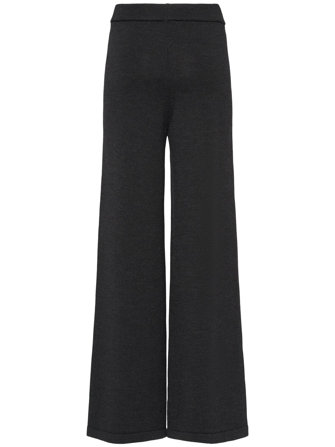 Shop Max Mara Epopea Wool Knit Flared Pants In Grey