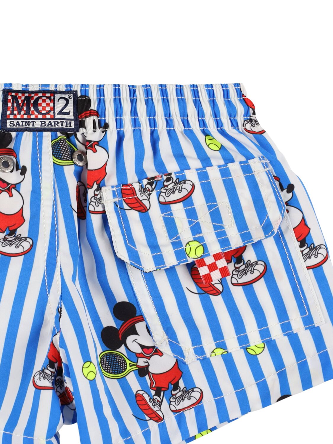 Shop Mc2 Saint Barth Mickey Print Nylon Swim Shorts In Blue,multi