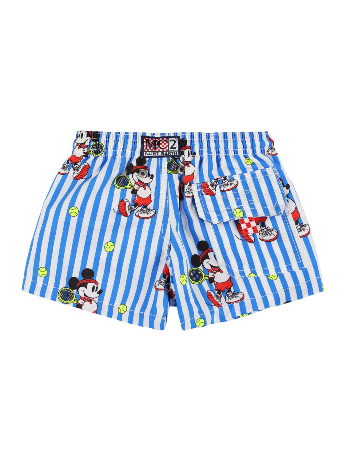 Shop Mc2 Saint Barth Mickey Print Nylon Swim Shorts In Blue,multi