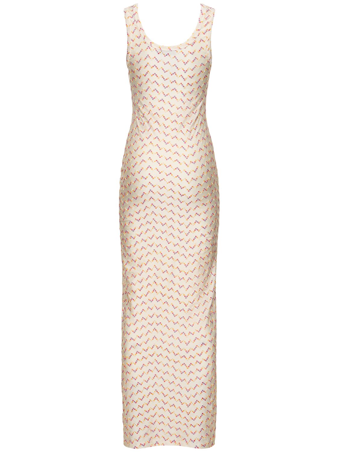 Shop Missoni Sangallo Lycra Sleeveless Long Dress In White