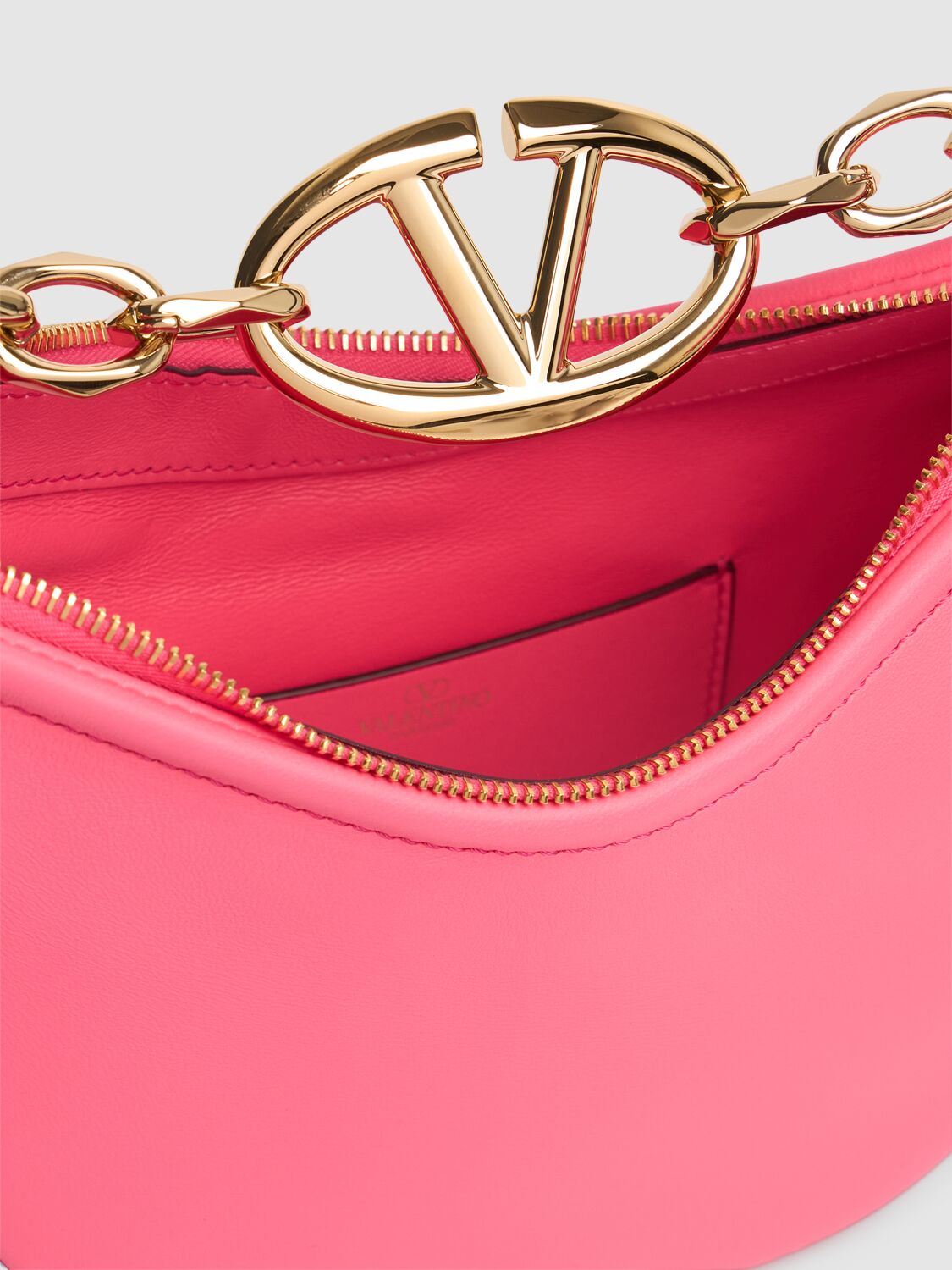 Shop Valentino Mini Vlogo Moon Leather Top Handle Bag In Camelia