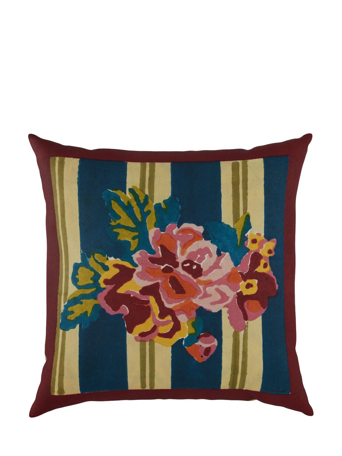 Lisa Corti Queen Striped Bouquet Cushion In Multicolor