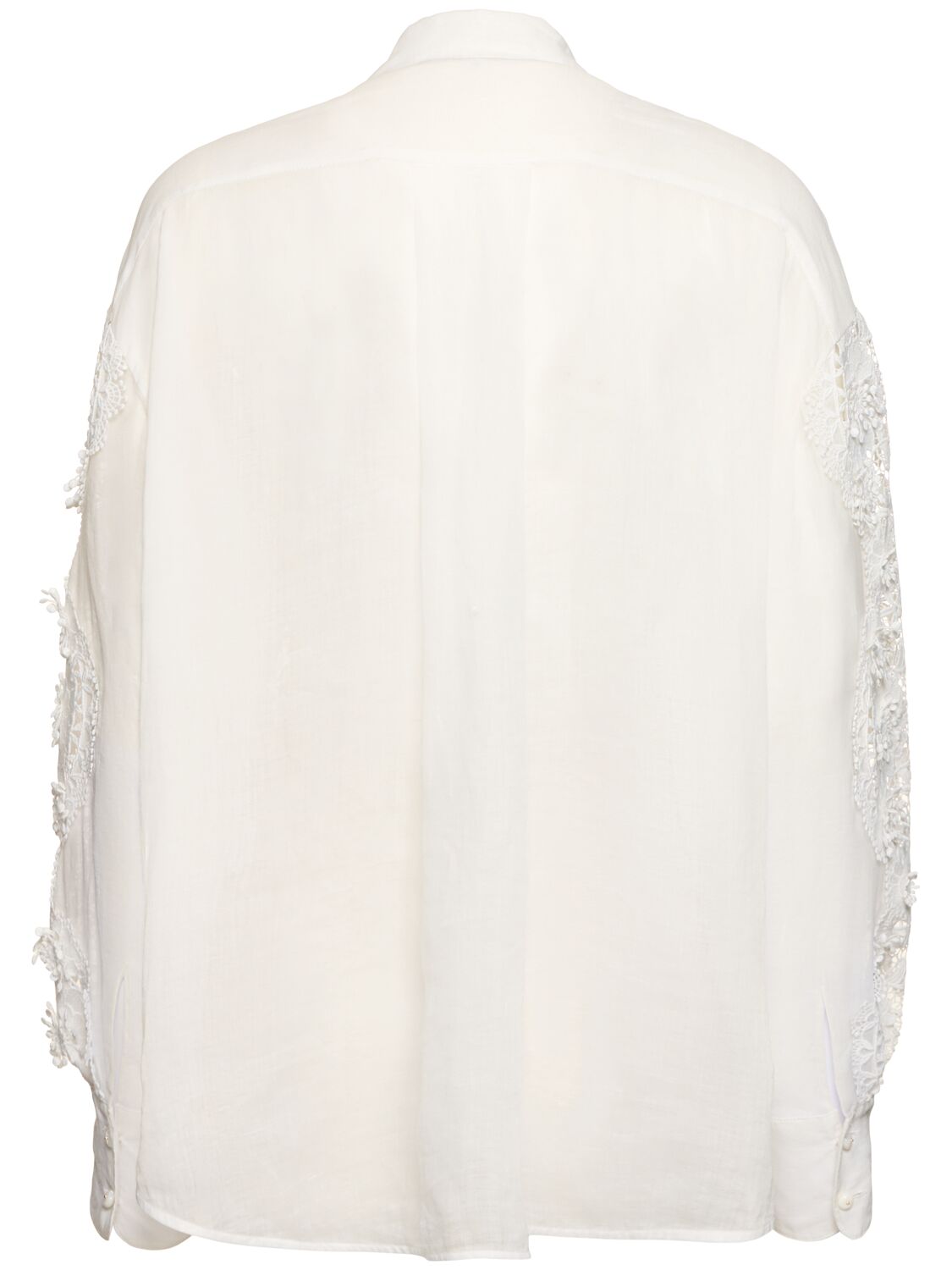 Shop Zimmermann Halliday Ramie Lace Flower Shirt In Ivory