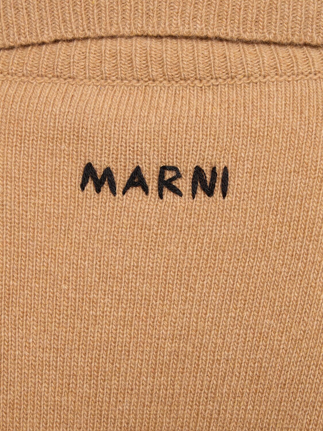 MARNI WOOL & CASHMERE KNIT V NECK POLO SWEATER 