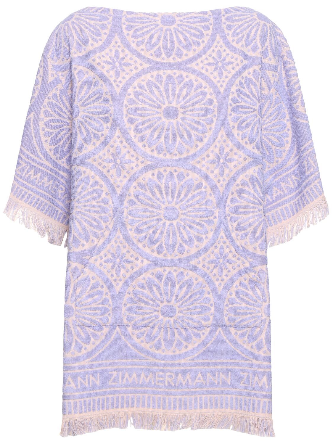 Zimmermann Halliday Linen Printed Mini Dress In Pink,purple