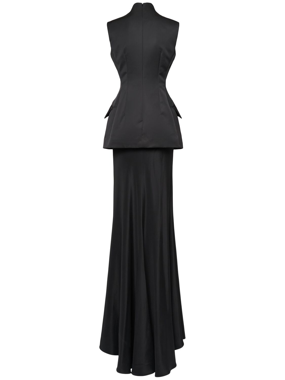 Shop Sportmax Cileno Satin Long Dress In Black