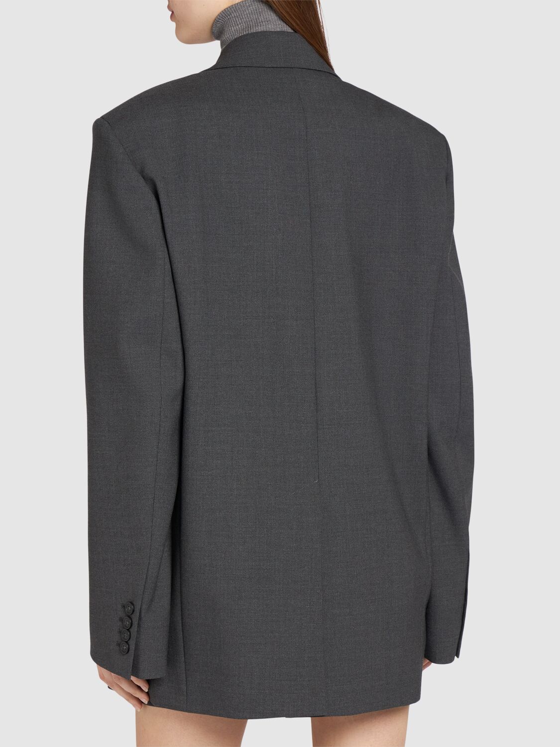 Shop Sportmax Baffo Single Breast Stretch Wool Blazer In Grey