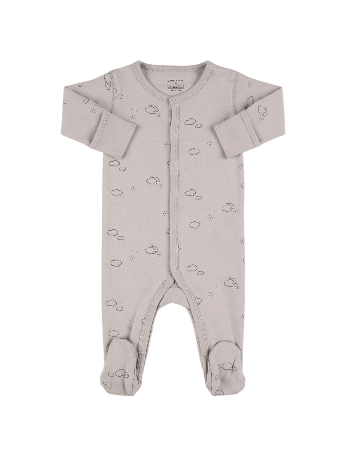 Quincy Mae Babies' Printed Organic Cotton Romper In Light Blue