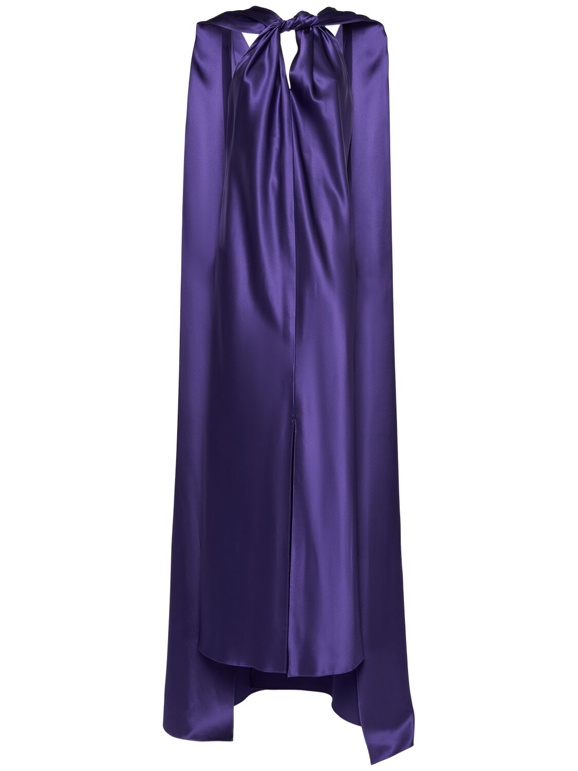 Max Mara Egizio Silk Satin Long Dress In Purple
