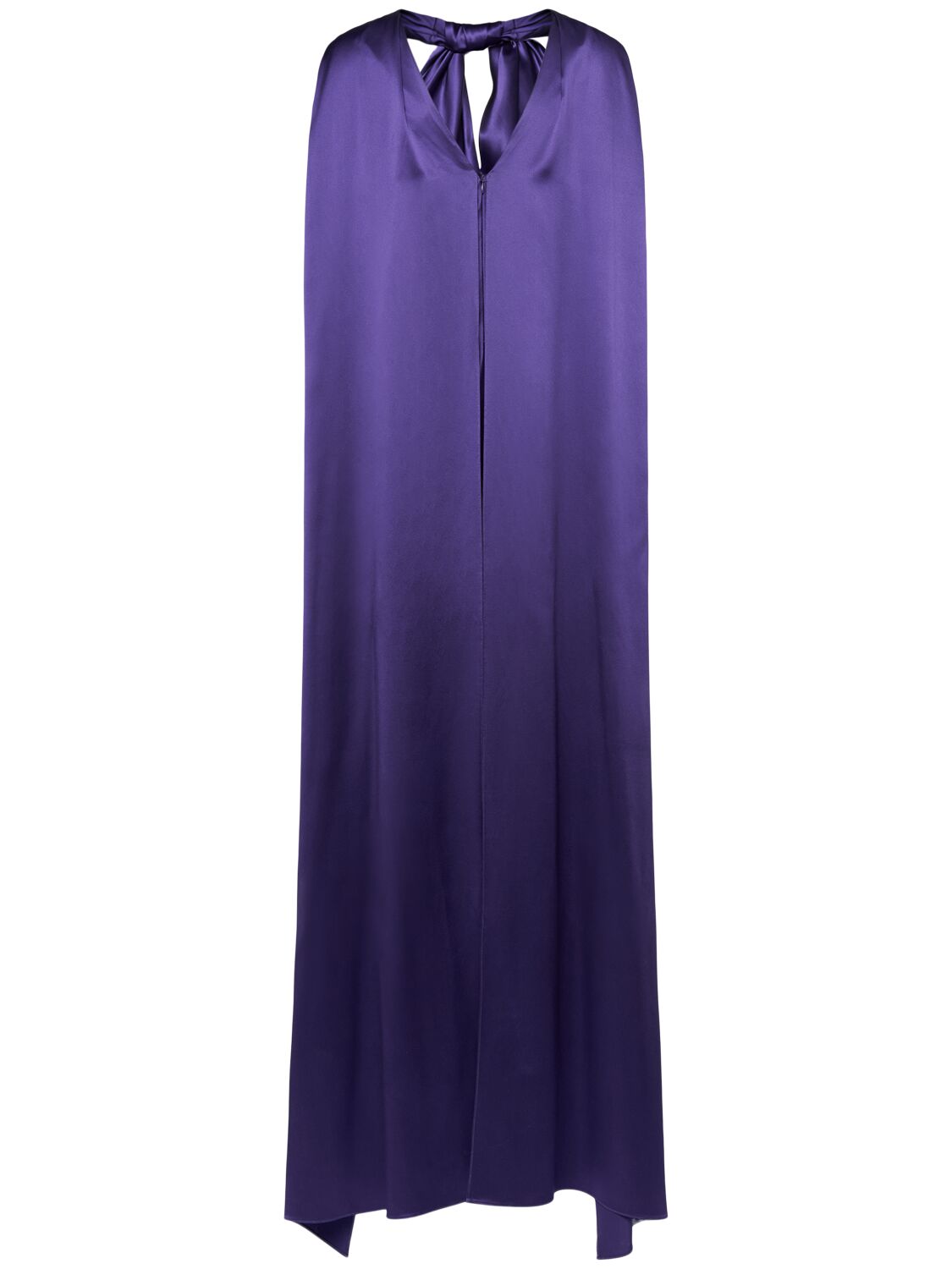 Shop Max Mara Egizio Silk Satin Long Dress In Purple