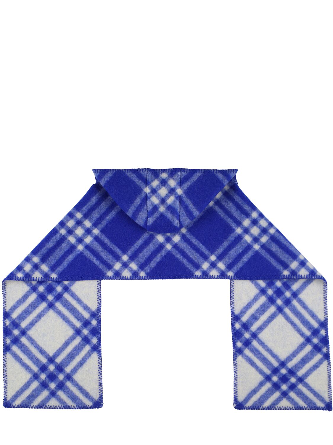 Shop Burberry Check Hooded Wool Scarf In Knight