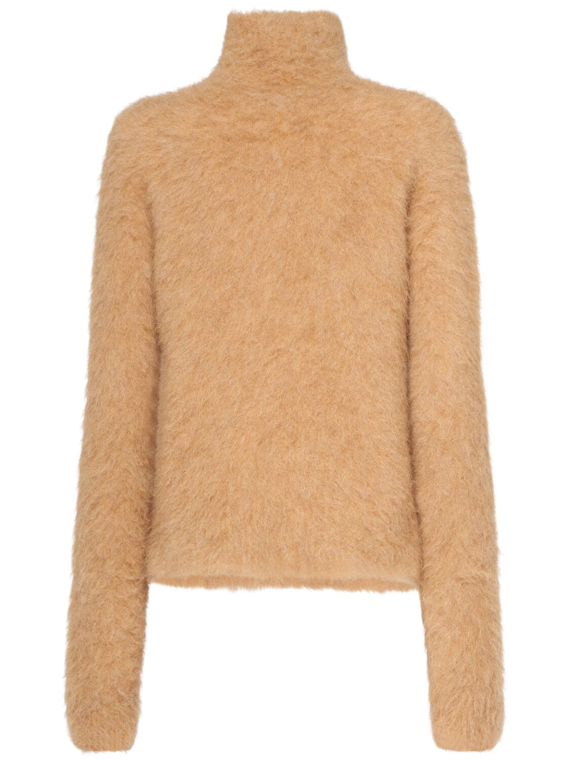 Shop Sportmax Elgar Fluffy Alpaca Blend Knit Sweater In Camel