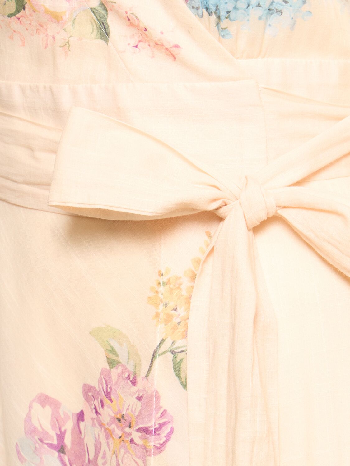 Shop Zimmermann Halliday Printed Cotton Wrap Mini Dress In Cream,multi