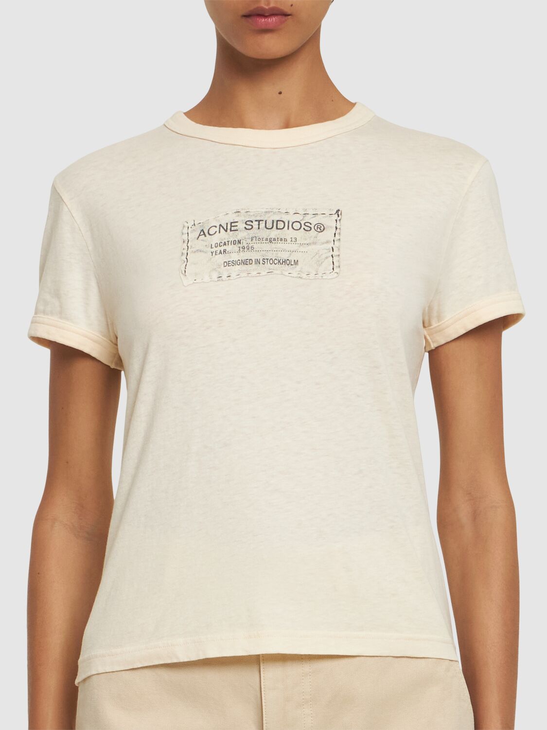 Shop Acne Studios Cotton Jersey Logo T-shirt In Light Peach