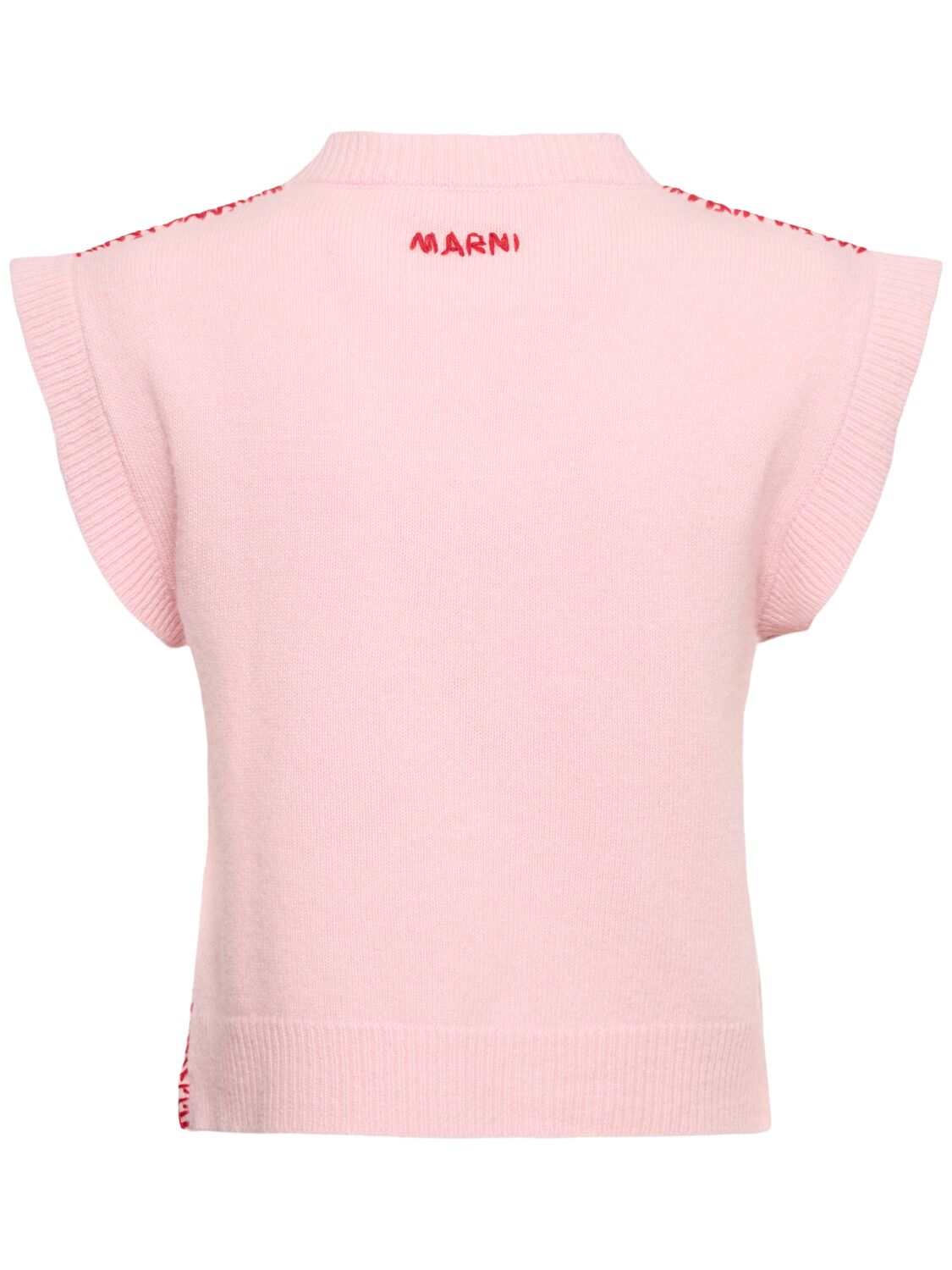 Shop Marni Wool & Cashmere Knit Logo Vest In Pink