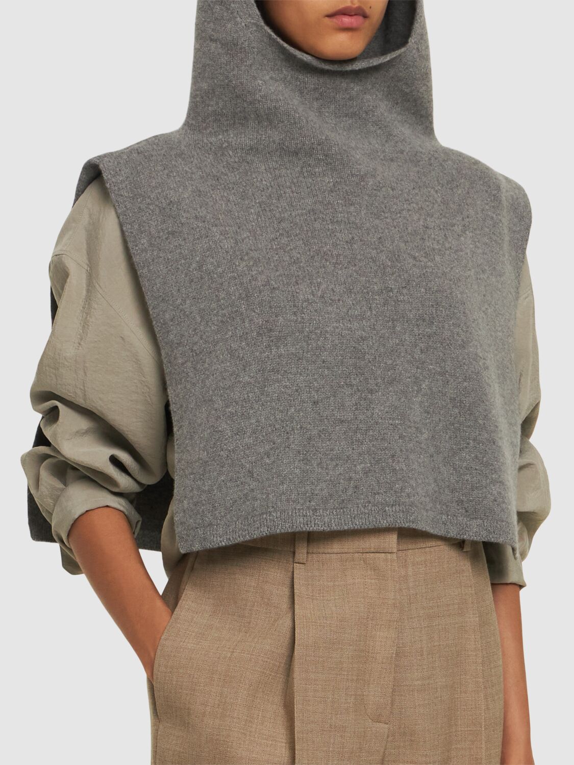 Shop Totême Wool & Cashmere Hoodie In Heather Grey