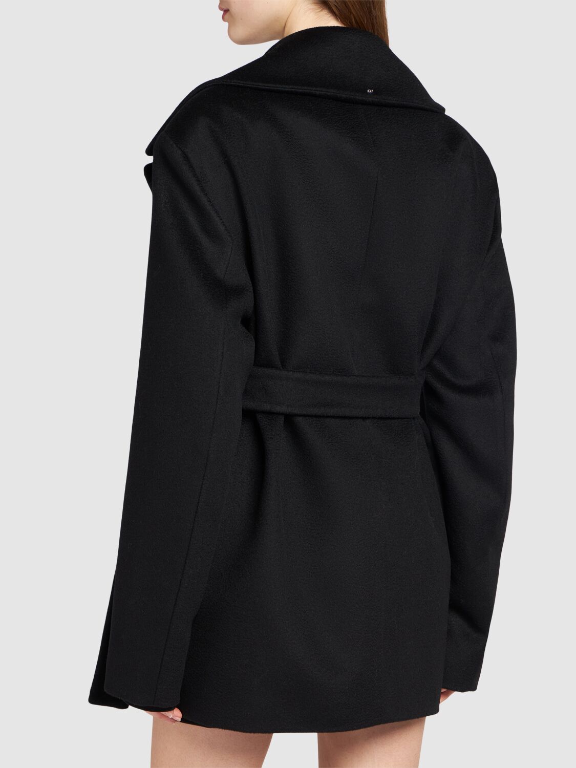 Shop Sportmax Orchis Double Breast Wool Short Coat In Black