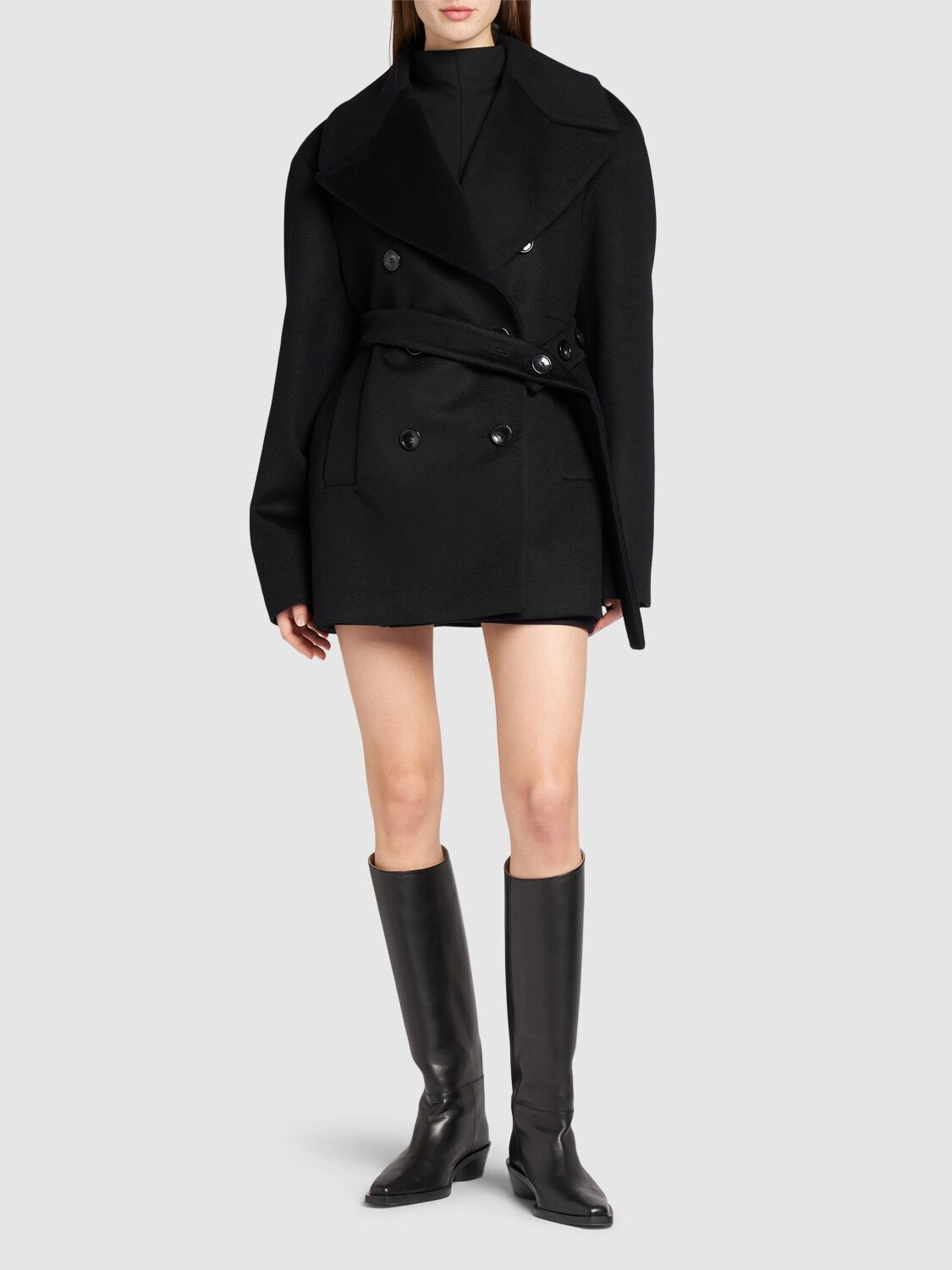 Shop Sportmax Orchis Double Breast Wool Short Coat In Black