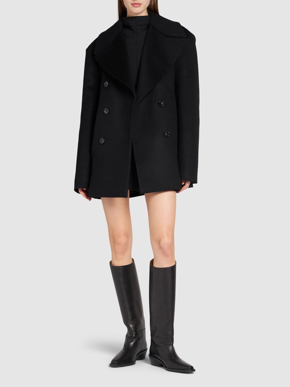 Shop Sportmax Orchis Double Breast Wool Short Coat In Black