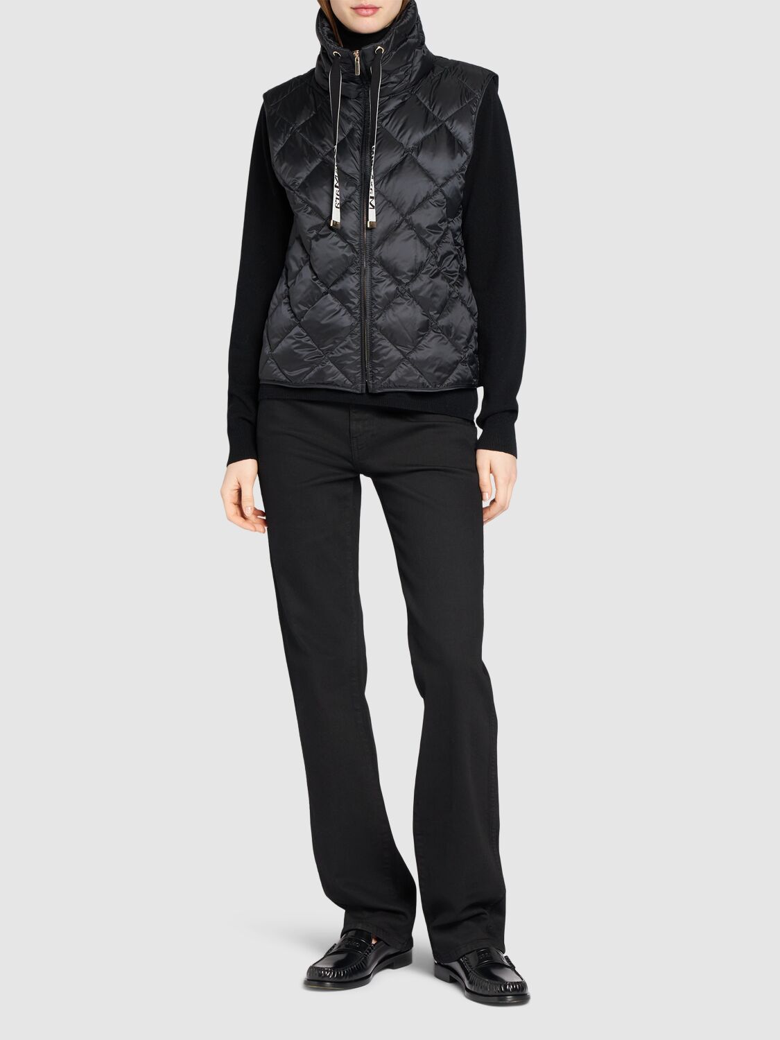 Shop Max Mara Tregic Waterproof Quilted Down Vest In Black