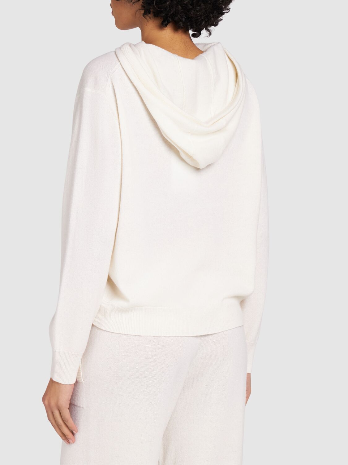 Shop Max Mara Tenente Hooded Wool & Cashmere Sweater In White