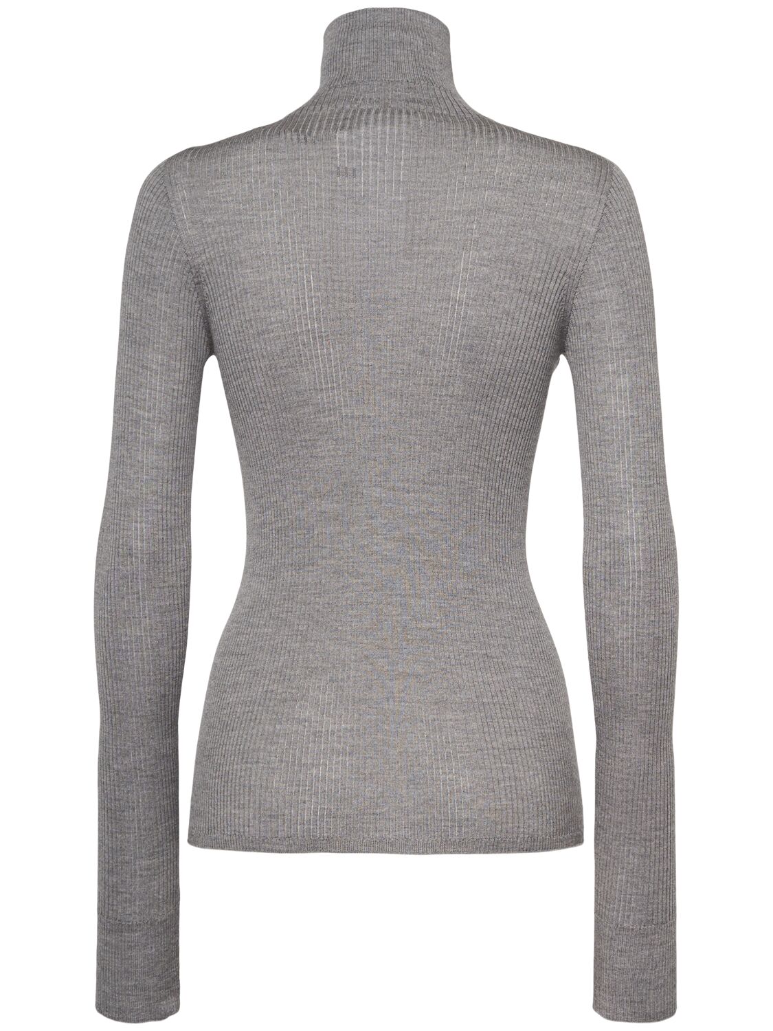 Shop Sportmax Flavia Fitted Rib Wool T-neck Sweater In Grey