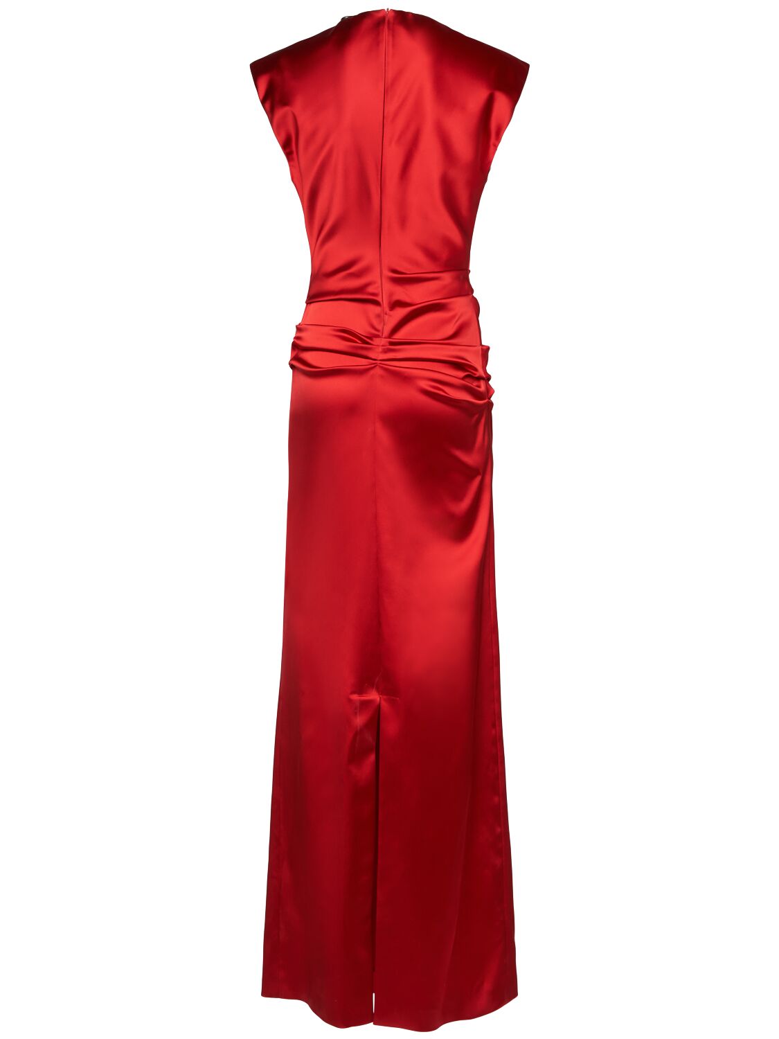 Shop Max Mara Rea Satin Long Dress In Red