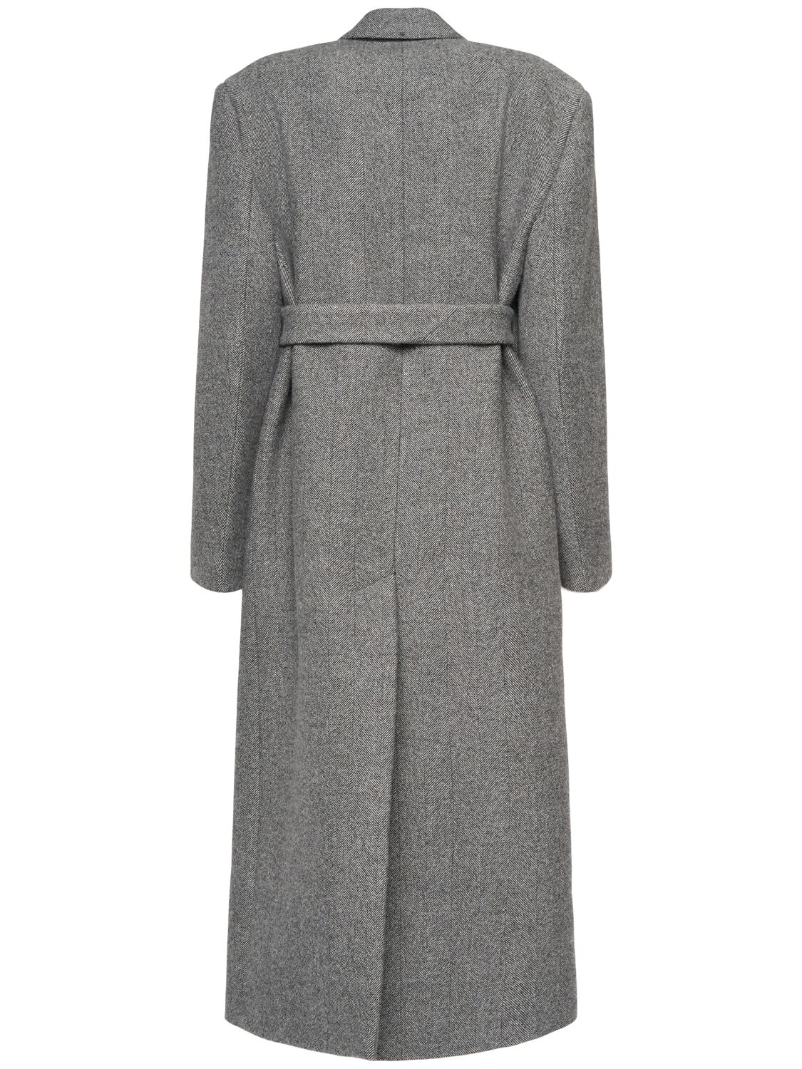 Shop Sportmax Billy Double Breast Chevron Long Coat In Grey