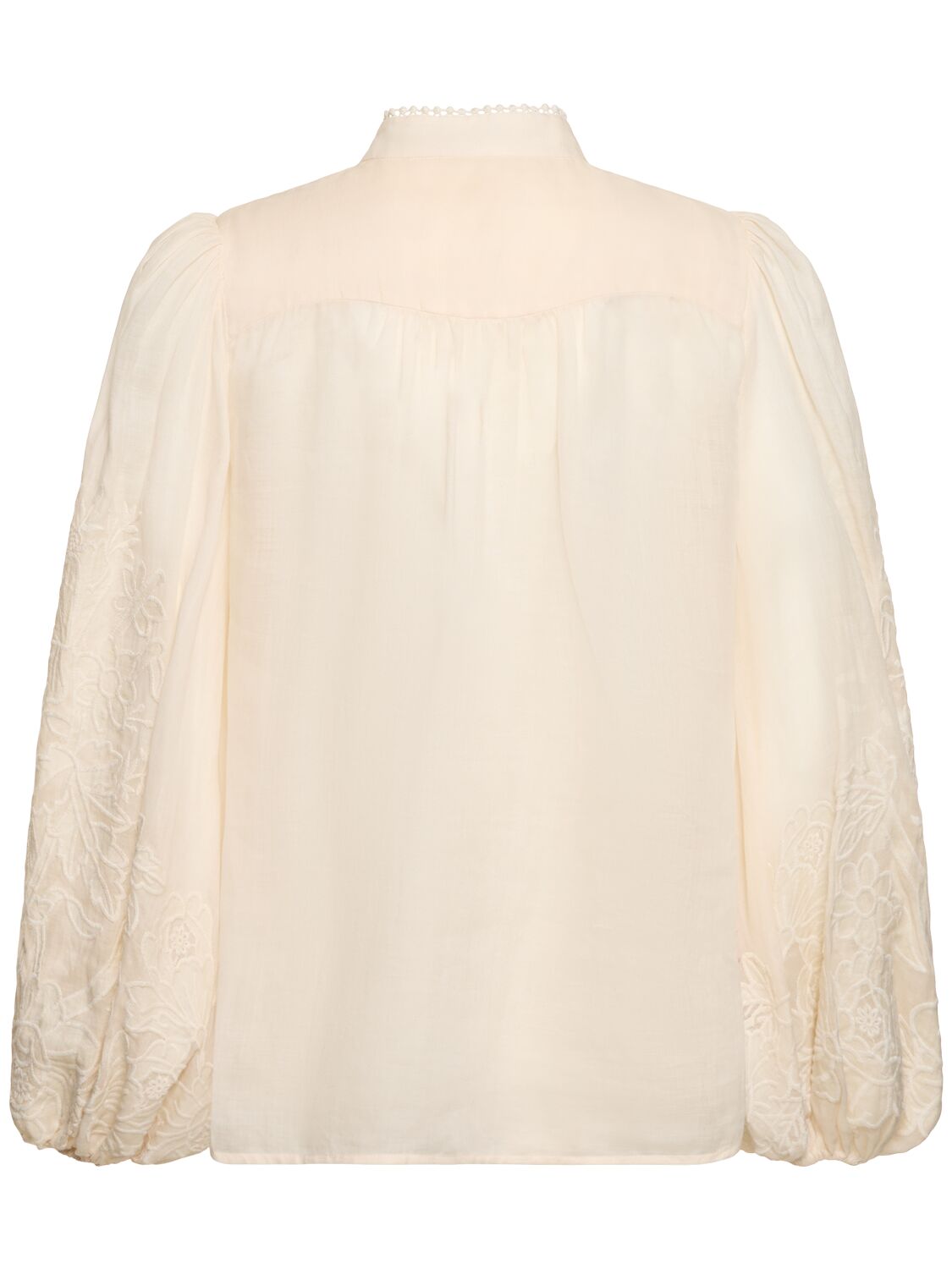 Shop Zimmermann Ottie Linen Embroidered Blouse In Cream