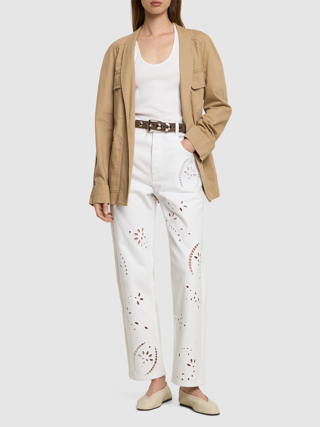 Shop Isabel Marant Irina Cotton Pants In White