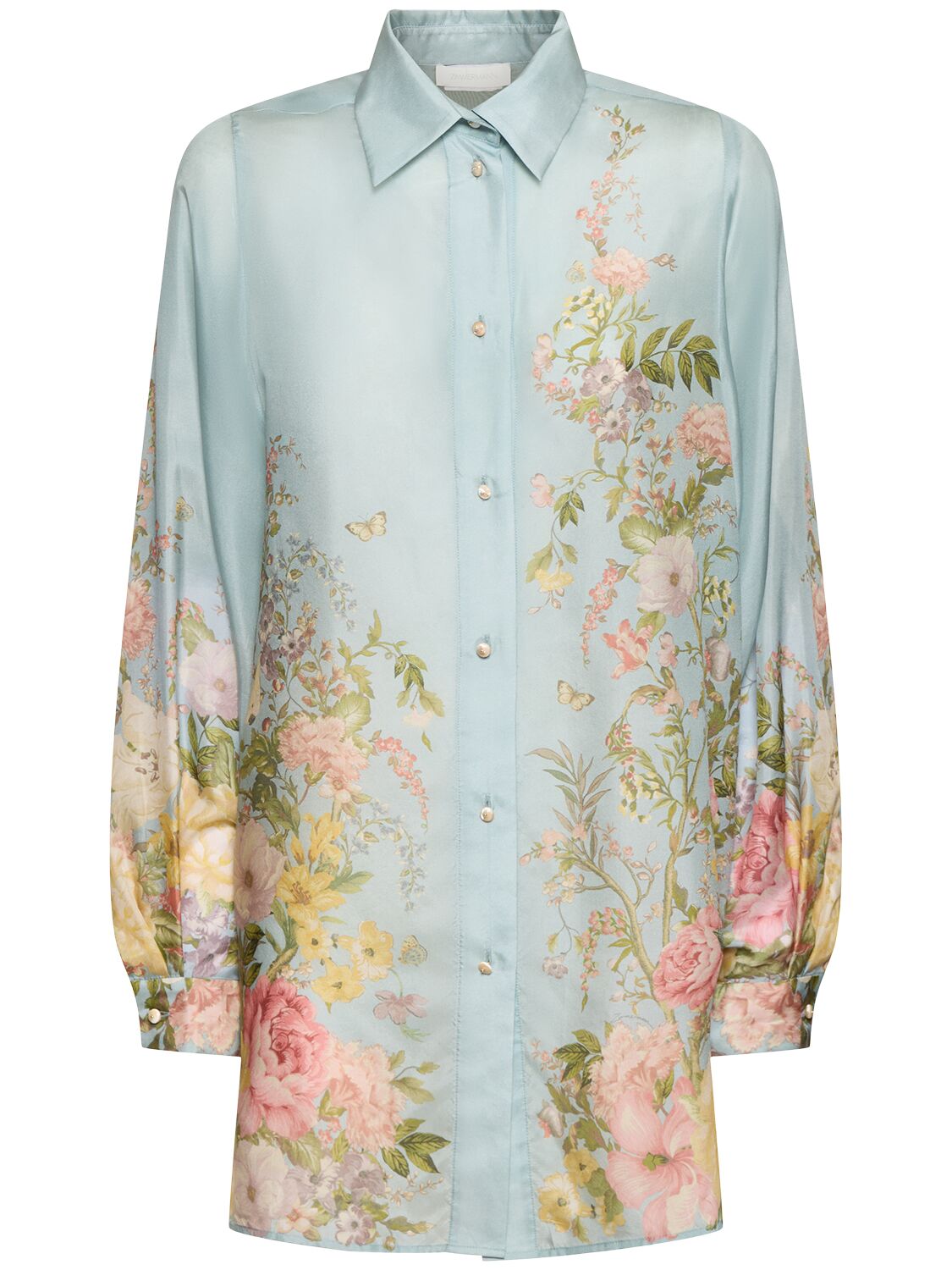 Shop Zimmermann Waverly Printed Silk Relaxed Shirt In Blue,multi
