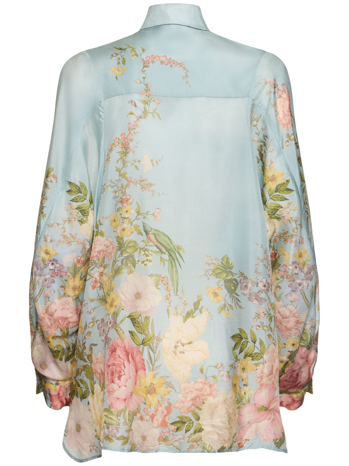 Shop Zimmermann Waverly Printed Silk Relaxed Shirt In Blue,multi