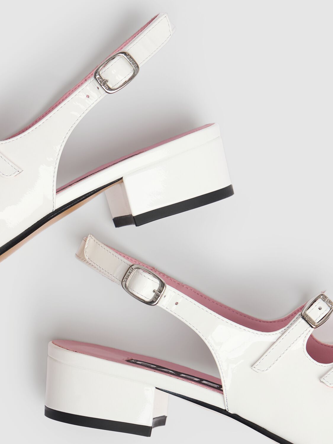 Shop Carel 20mm Peche Patent Leather Slingbacks In White
